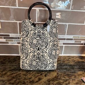 Fit & Fresh Insulated Black and Cream Patterned  Lunch Bag NWOT